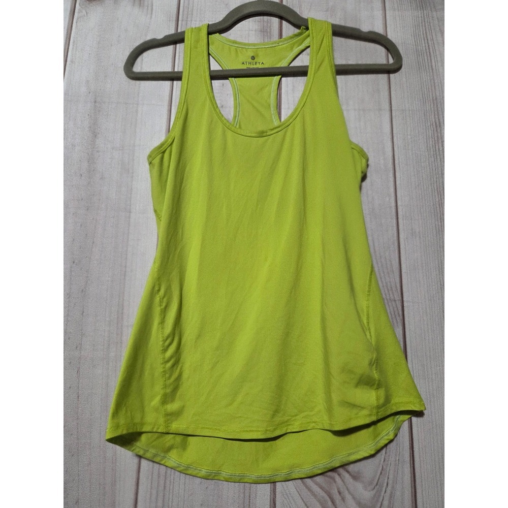 Athleta Womens XS Lime Green Racerback Tank Top High Low Hem Activewear Workout